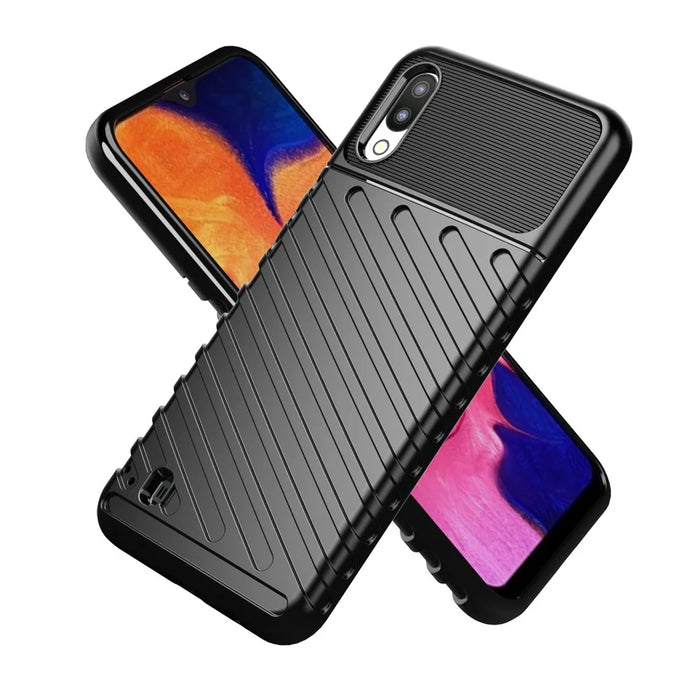 Thunder Series Twill Skin Soft TPU Shell Case for Samsung Galaxy A10 / M10 - Black - 2
