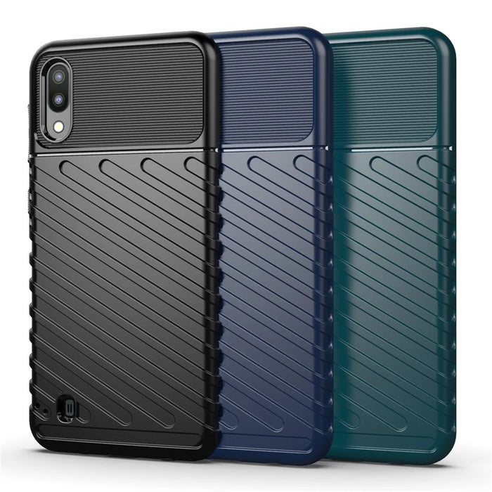 Thunder Series Twill Skin Soft TPU Shell Case for Samsung Galaxy A10 / M10 - Black - 3