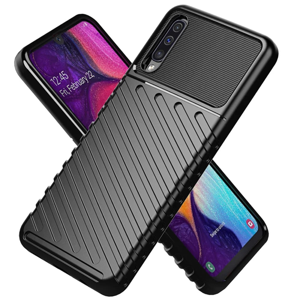 Thunder Series Twill Skin Texture Soft TPU Back Shell for Samsung Galaxy A50 / A50s / A30s - Black - 2