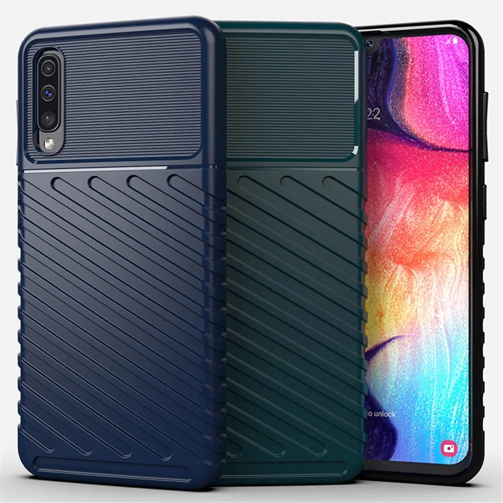 Thunder Series Twill Skin Texture Soft TPU Back Shell for Samsung Galaxy A50 / A50s / A30s - Black - 3