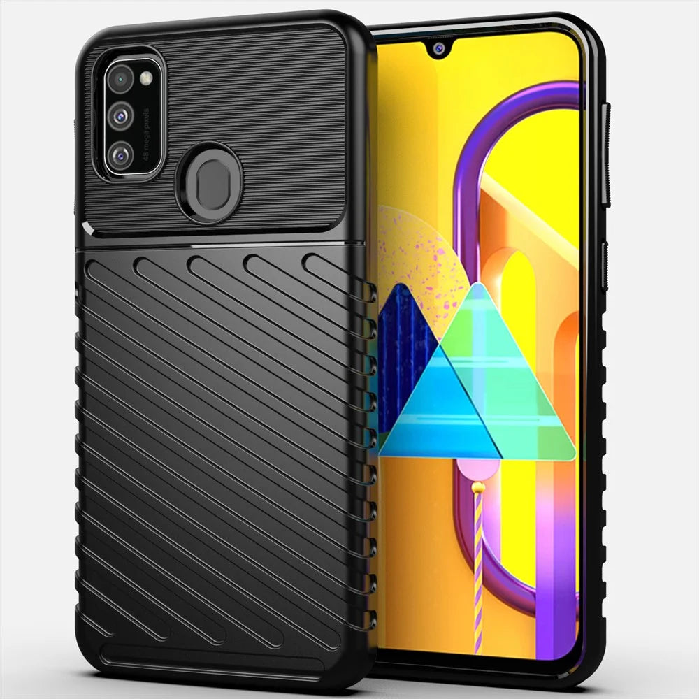 Thunder Series Soft TPU Back Shell for Samsung Galaxy M30s / M2 - Black - 1