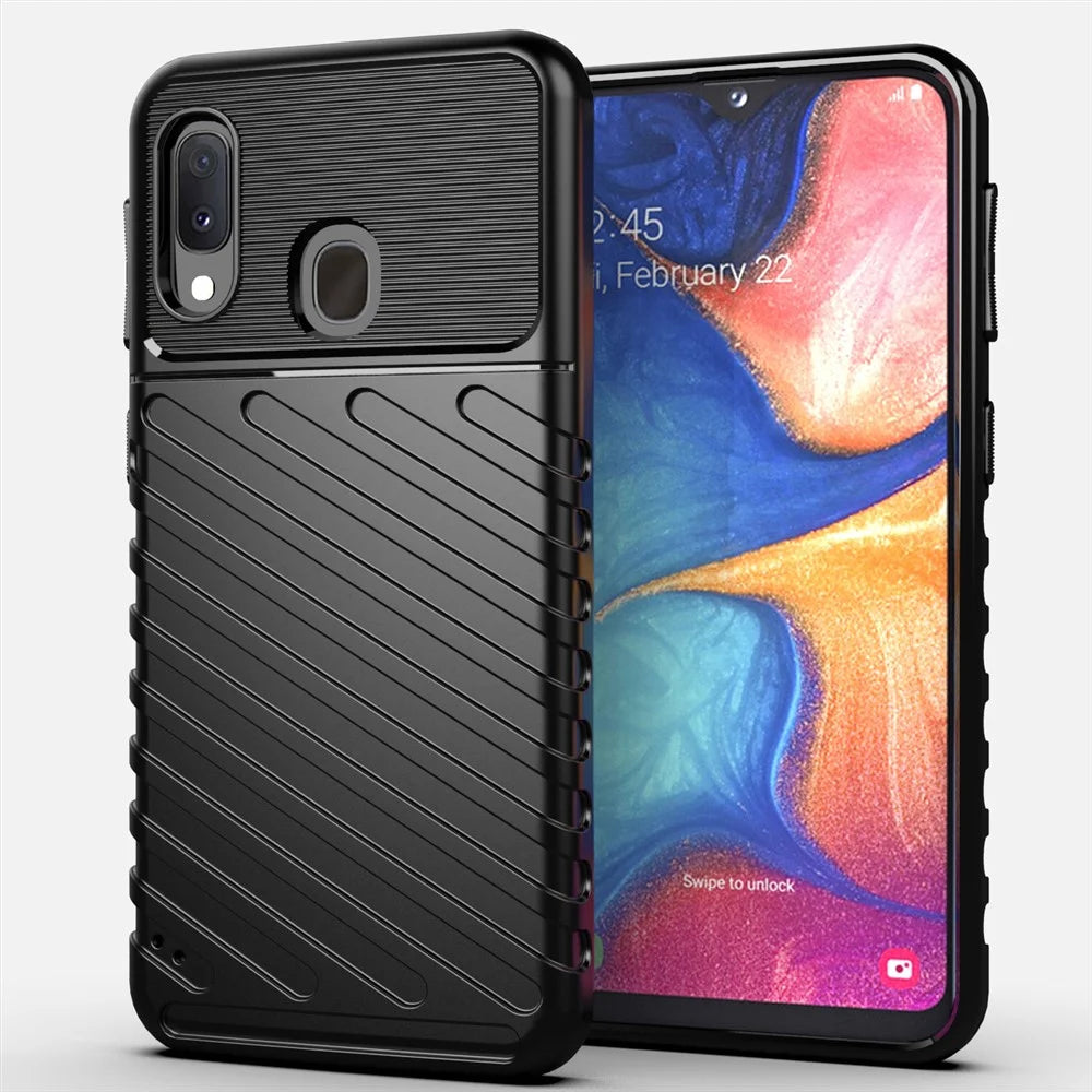Thunder Series Twill Soft TPU Back Shell for Samsung Galaxy A20e - Black - 1