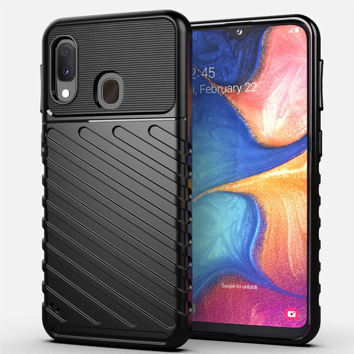 Thunder Series Twill Soft TPU Back Shell for Samsung Galaxy A20e - Black - 1