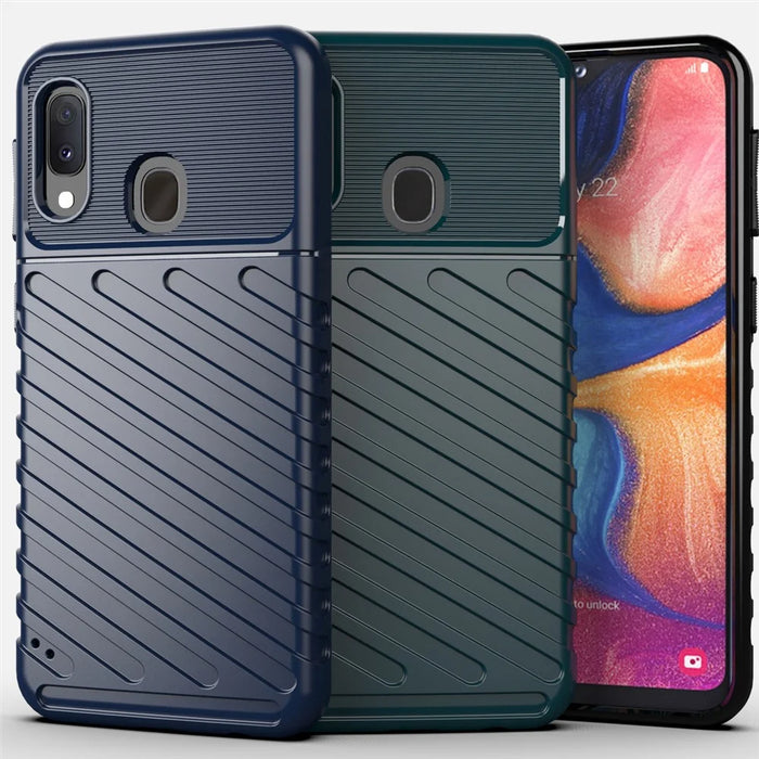 Thunder Series Twill Soft TPU Back Shell for Samsung Galaxy A20e - Black - 3