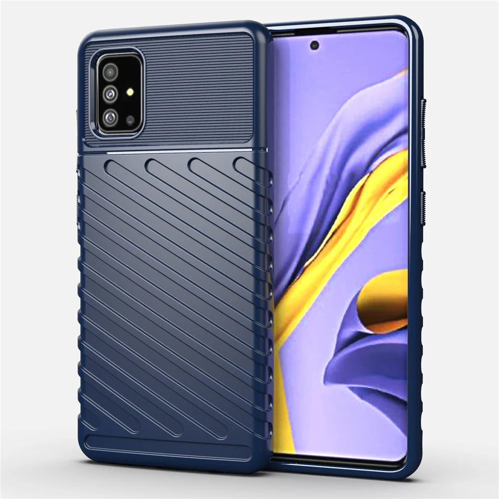Thunder Series Twill Texture Soft TPU Cover for Samsung Galaxy A51 - Blue - 1