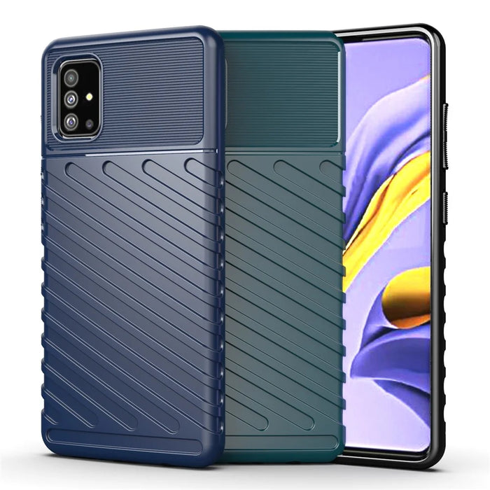 Thunder Series Twill Texture Soft TPU Cover for Samsung Galaxy A51 - Blue - 2