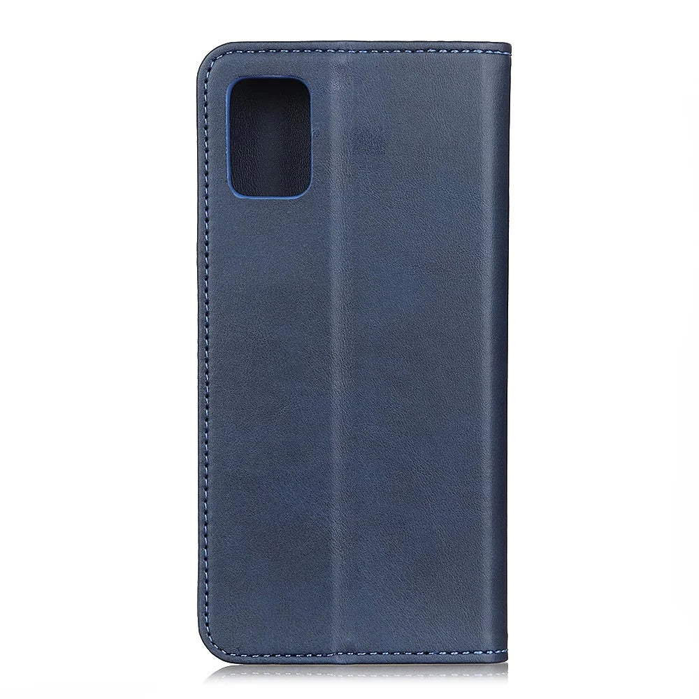 Auto-absorbed Split Leather Wallet Cover for Samsung Galaxy A51 - Blue - 7