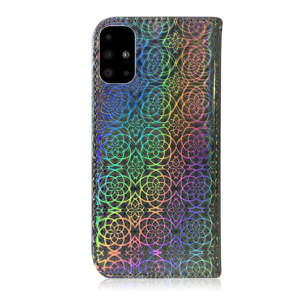 Pure Color Leather Phone Case with Wallet Stand for Samsung Galaxy A51 - Grey - 3