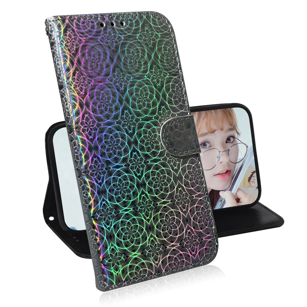 Pure Color Leather Phone Case with Wallet Stand for Samsung Galaxy A51 - Grey - 7