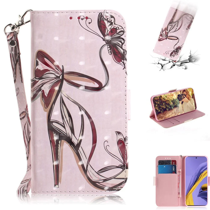 Light Spot Decor Pattern Printing Wallet Leather Case for Samsung Galaxy A51 - High Heels - 1