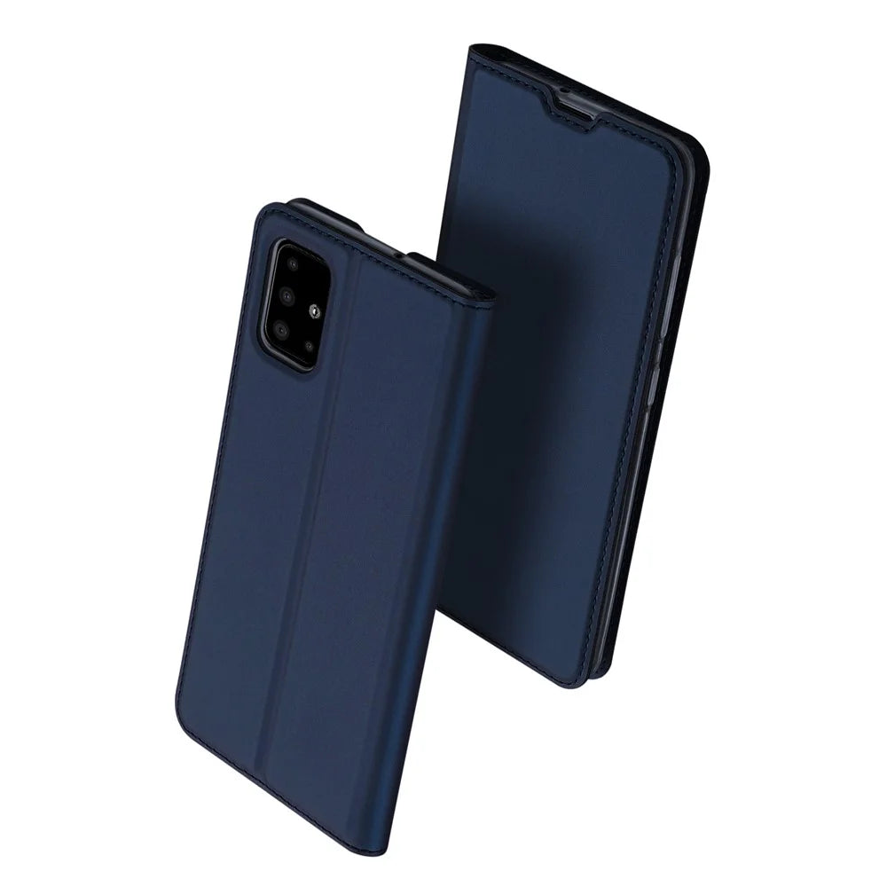 DUX DUCIS Skin Pro Series Anti-Yellowing Inner Flip Leather Case with Card Slot for Samsung Galaxy A51 - Blue - 2