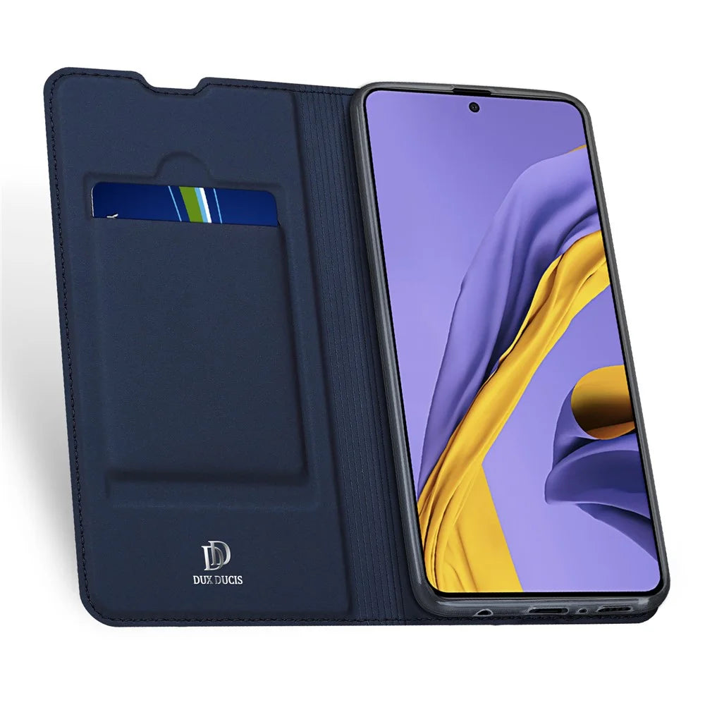 DUX DUCIS Skin Pro Series Anti-Yellowing Inner Flip Leather Case with Card Slot for Samsung Galaxy A51 - Blue - 3