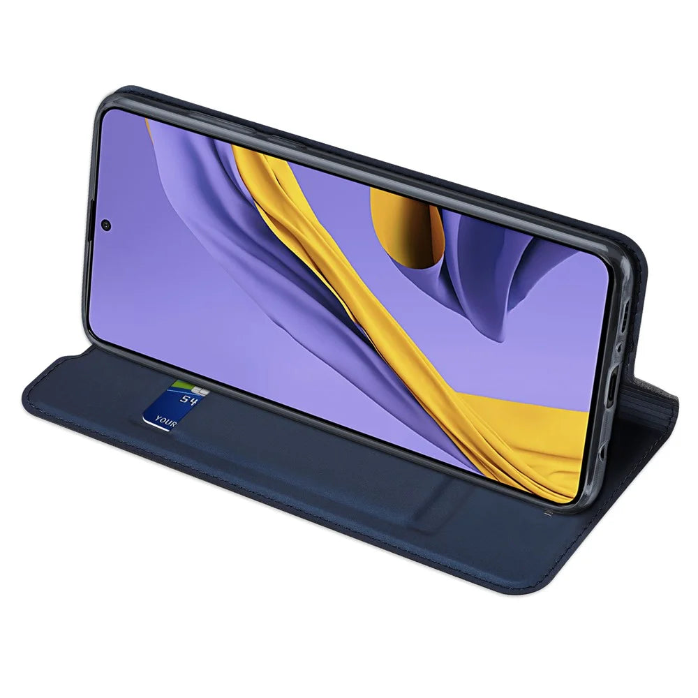 DUX DUCIS Skin Pro Series Anti-Yellowing Inner Flip Leather Case with Card Slot for Samsung Galaxy A51 - Blue - 5
