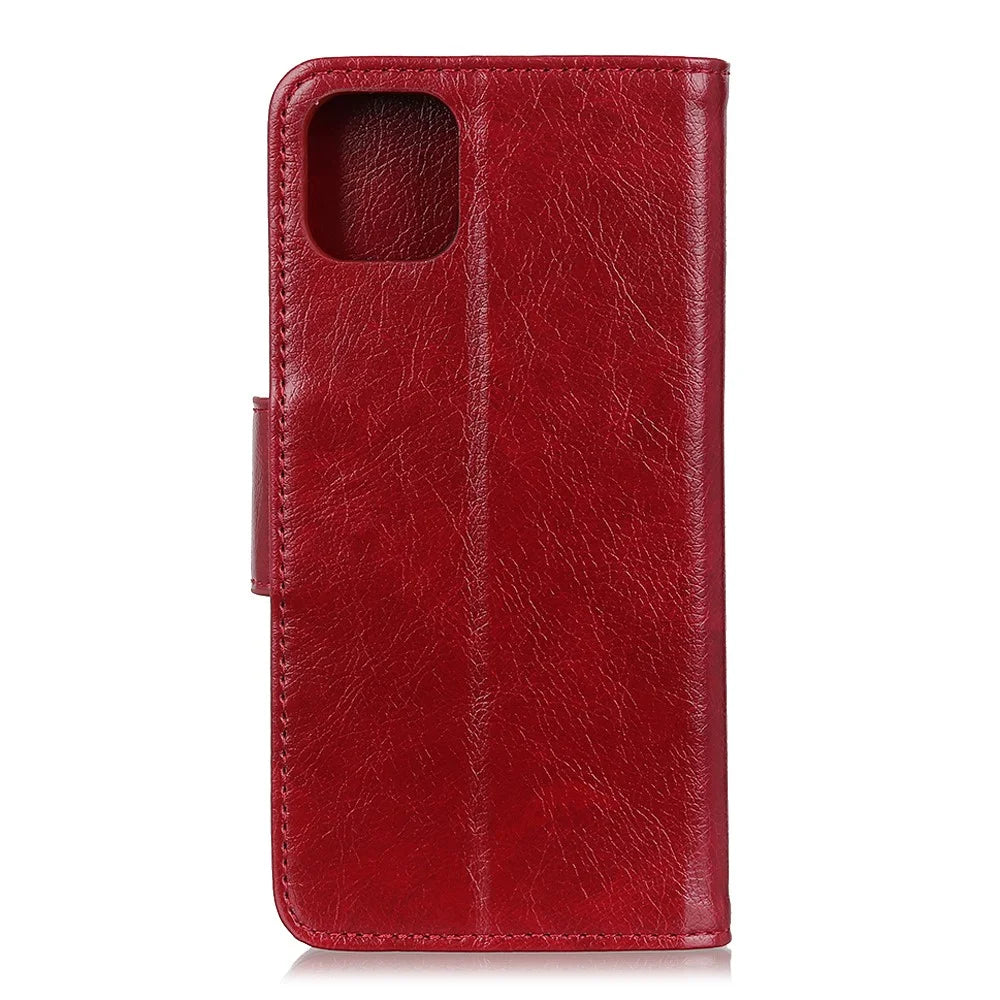 Nappa Texture Split Leather Wallet Shell for Samsung Galaxy A71 - Red - 3