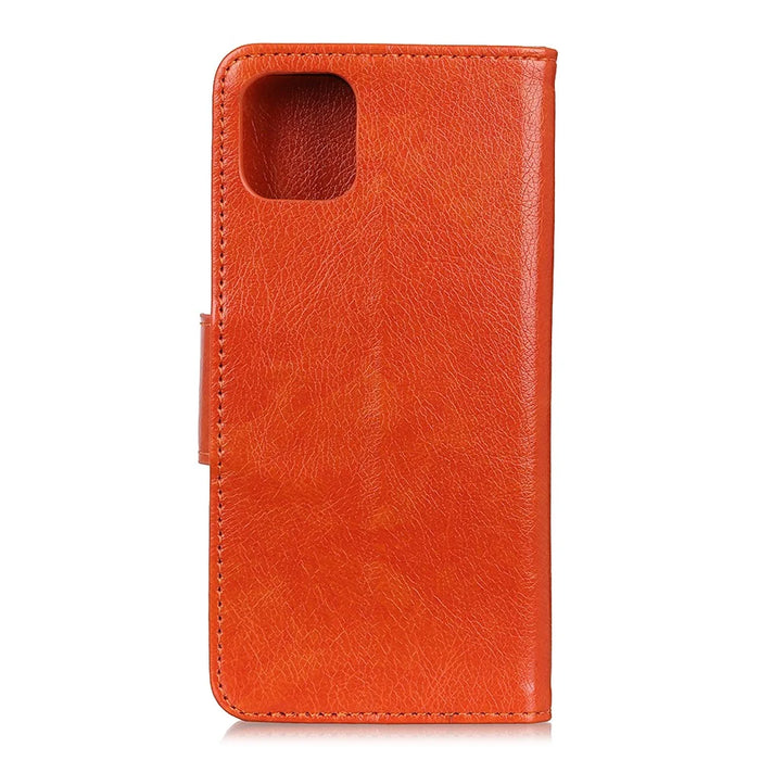 Nappa Texture Split Leather Wallet Stand Phone Cover Shell for Samsung Galaxy A51 - Orange - 3