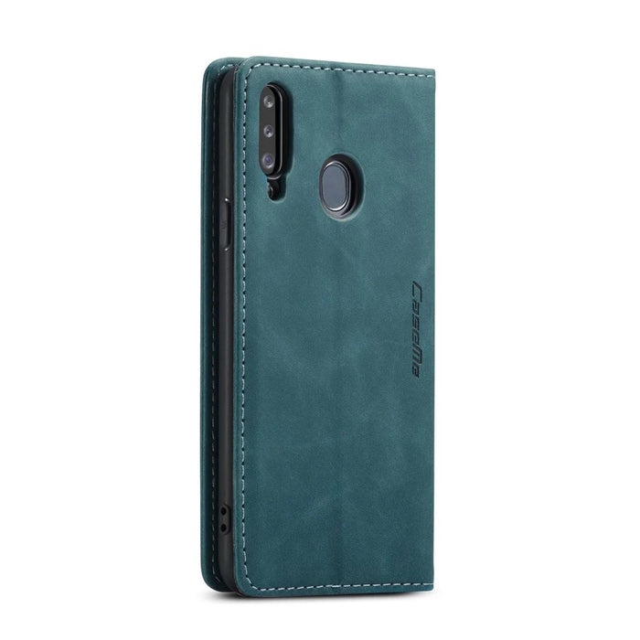 CASEME 013 Series Auto-absorbed Leather Wallet Case with Stand for Samsung Galaxy A20s - Blue - 7