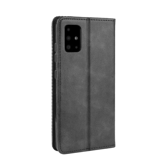 Retro Auto-absorbed Stylish Leather Cell Phone Casing for Samsung Galaxy A51 - Black - 4