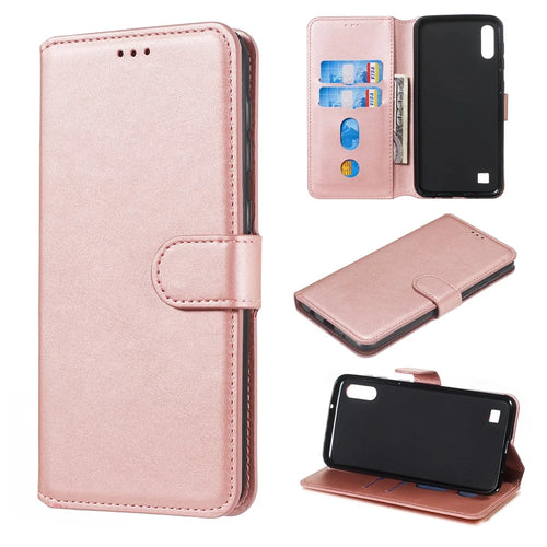Cell Phone Leather Wallet Case for Samsung Galaxy A10/M10 - Rose Gold - 1