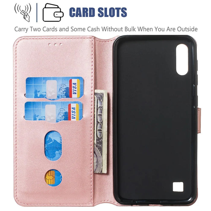 Cell Phone Leather Wallet Case for Samsung Galaxy A10/M10 - Rose Gold - 5