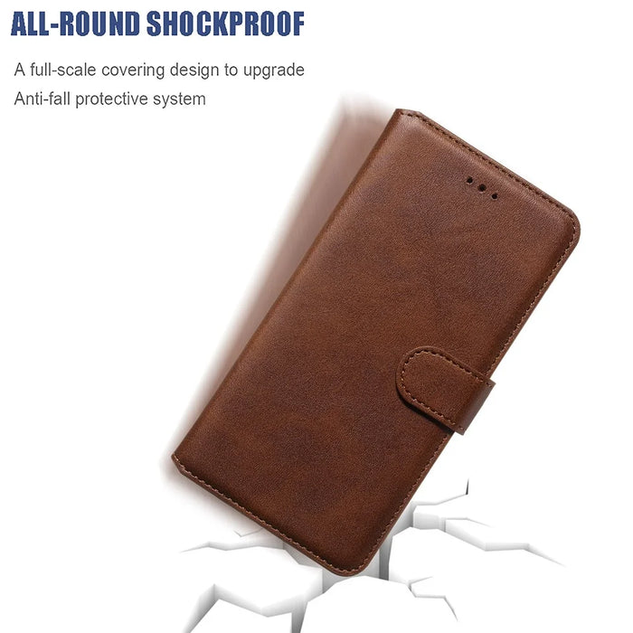 Classic Wallet Leather Stand Phone Protective Cover for Samsung Galaxy A40 - Brown - 4