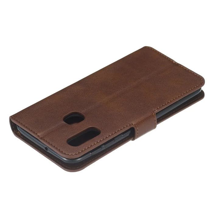 Classic Wallet Leather Stand Phone Protective Cover for Samsung Galaxy A40 - Brown - 7