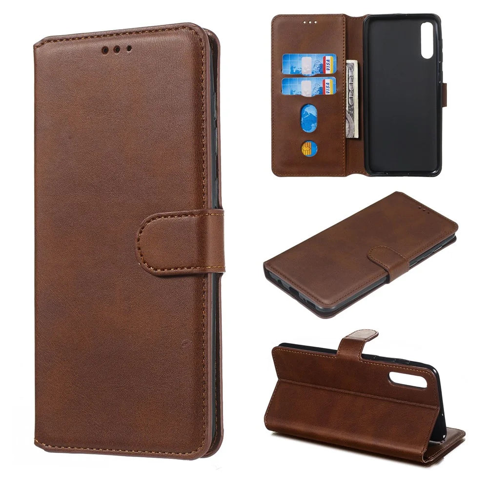 Classic Wallet Leather Stand Phone Protective Shell for Samsung Galaxy A50/A50s/A30s - Brown - 1
