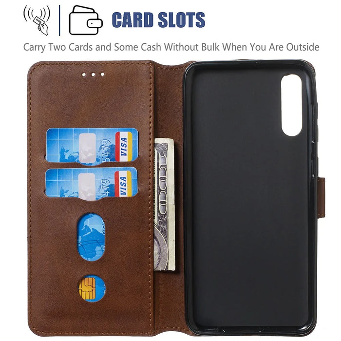 Classic Wallet Leather Stand Phone Protective Shell for Samsung Galaxy A50/A50s/A30s - Brown - 5