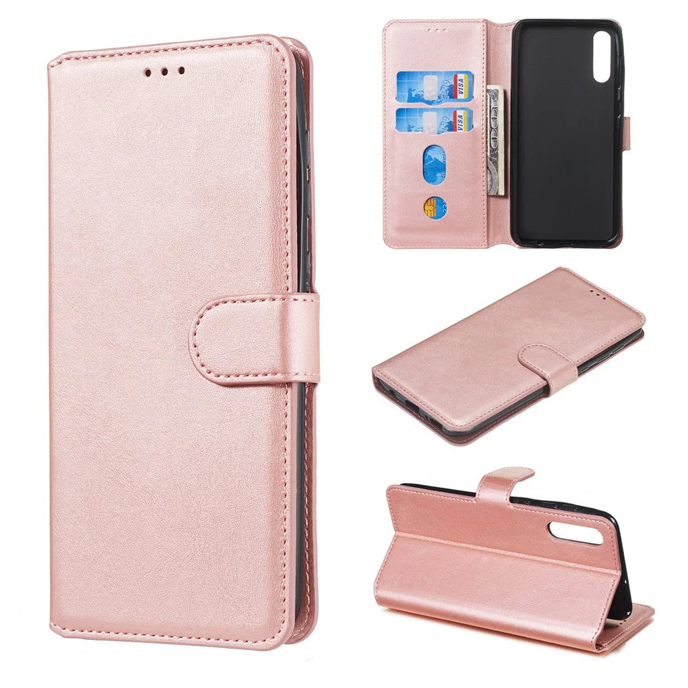 Classic Wallet Leather Stand Mobile Phone Casing for Samsung Galaxy A70/A70s - Rose Gold - 1