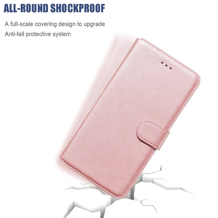 Classic Wallet Leather Stand Mobile Phone Casing for Samsung Galaxy A70/A70s - Rose Gold - 4