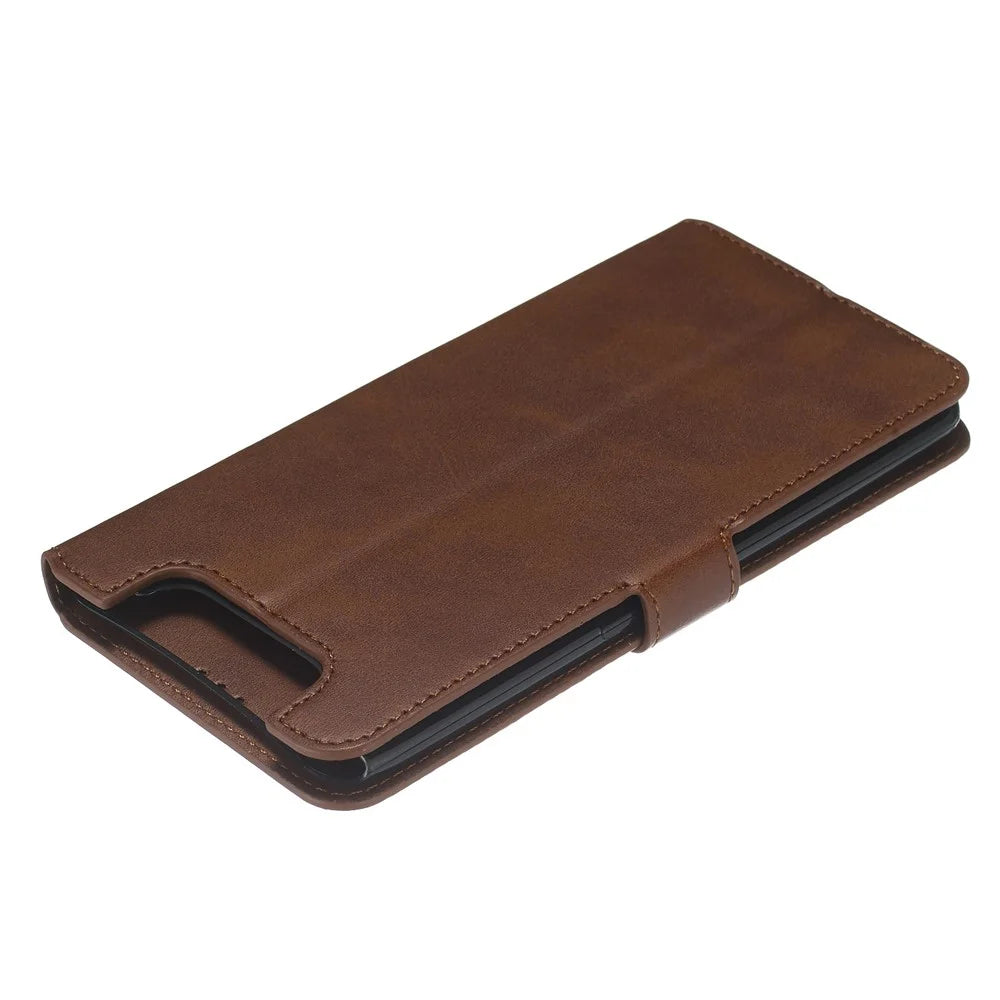 Classic Wallet Leather Stand Phone Cover Casing for Samsung Galaxy A80/A90 - Brown - 7