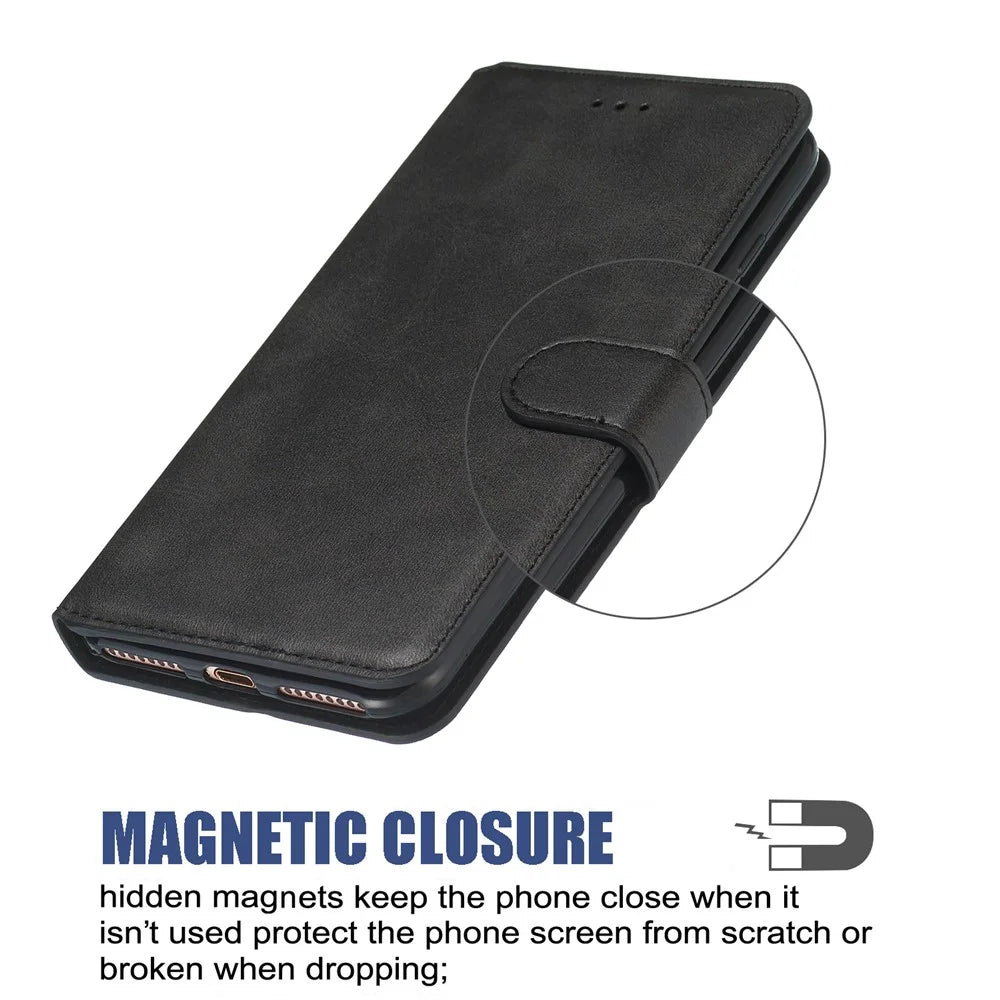 Classic Wallet Leather Stand Phone Protective Cover for Samsung Galaxy A20e - Black - 3