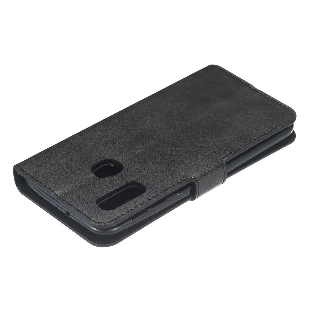 Classic Wallet Leather Stand Phone Protective Cover for Samsung Galaxy A20e - Black - 7