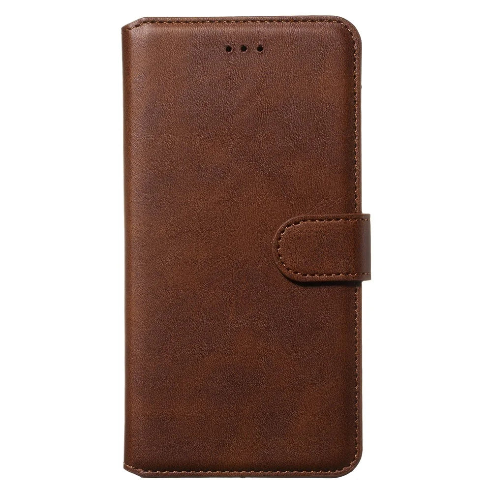 For Samsung Galaxy A20s Solid Color Protective Leather Wallet Cover Shell - Brown - 2