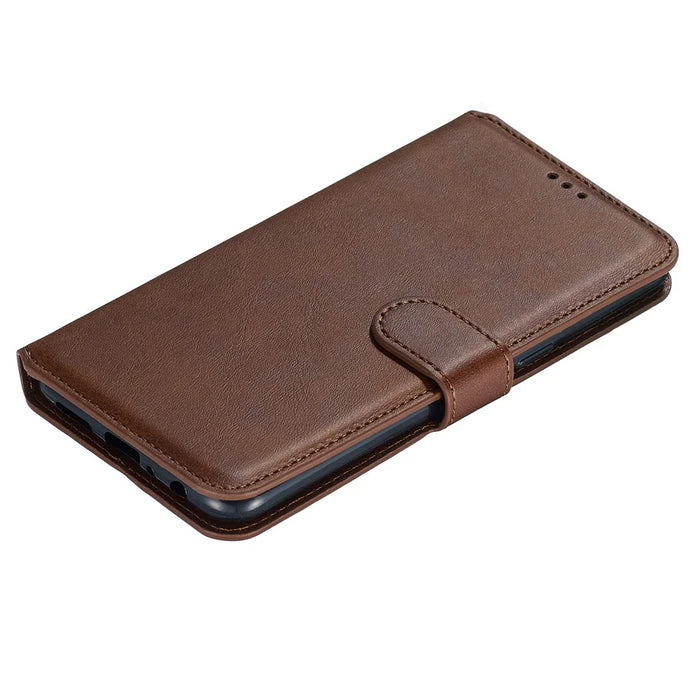 Solid Color Wallet Stand Leather Protective Case for Samsung Galaxy A10s - Brown - 5