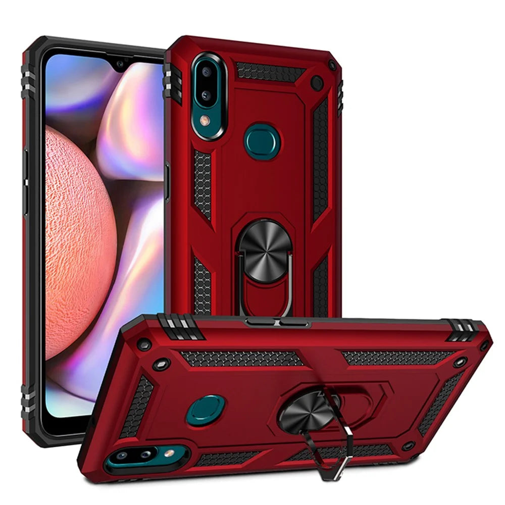 Drop Resistance PC+TPU Kickstand Mobile Phone Cover for Samsung Galaxy A10s - Red - 1