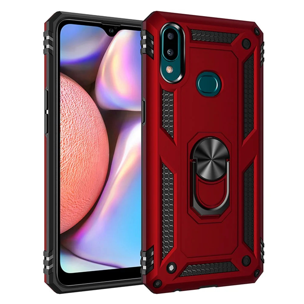 Drop Resistance PC+TPU Kickstand Mobile Phone Cover for Samsung Galaxy A10s - Red - 2