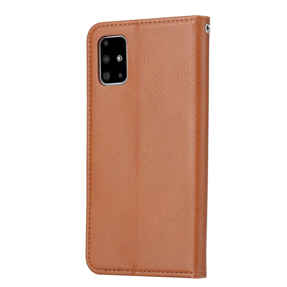 Auto-absorbed Wallet Stand Leather Cover for Samsung Galaxy A51 - Brown - 3