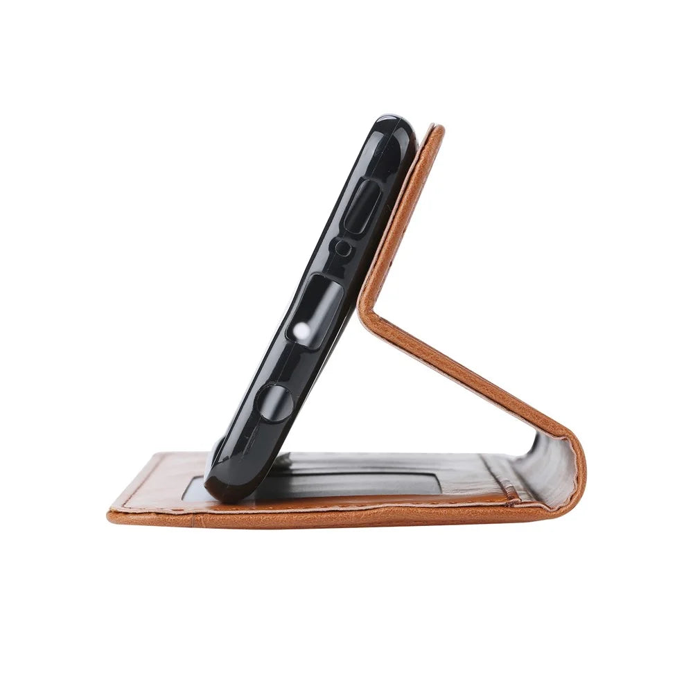 Auto-absorbed Wallet Stand Leather Cover for Samsung Galaxy A51 - Brown - 5