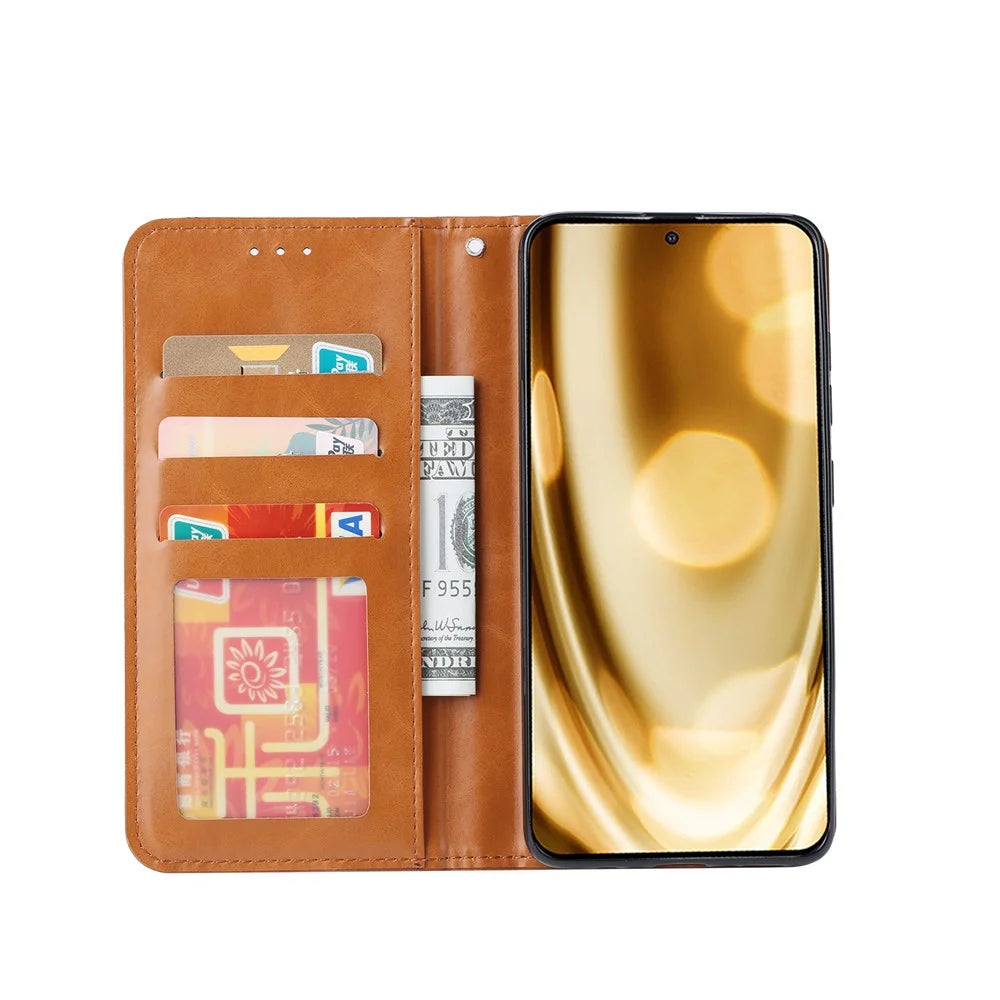Auto-absorbed Wallet Stand Leather Cover for Samsung Galaxy A51 - Brown - 6