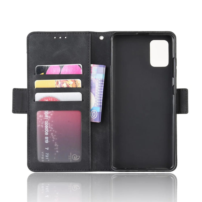 Leather Wallet Stand Case for Samsung Galaxy A51 with Multiple Card Slots Design Cell Phone Accessory - Black - 5