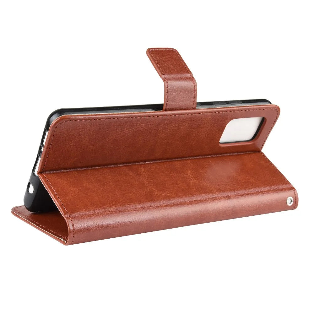 Crazy Horse Skin Wallet Leather Stand Case for Samsung Galaxy A51 - Brown - 5