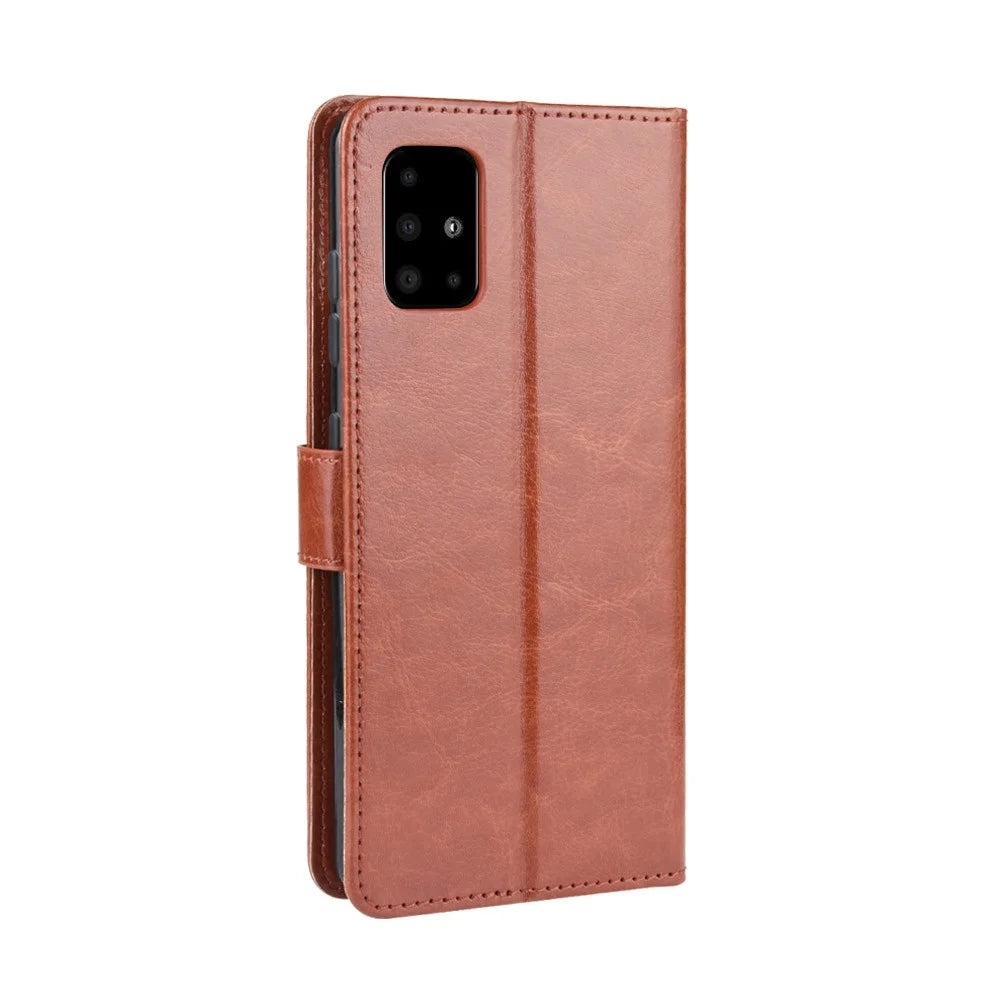 Crazy Horse Skin Wallet Leather Stand Case for Samsung Galaxy A51 - Brown - 6