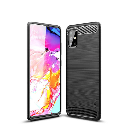 MOFI Carbon Fiber Brushed TPU Protector Cover for Samsung Galaxy A51 - Black - 1