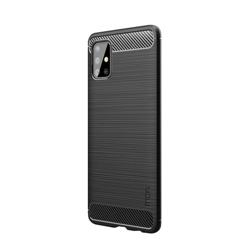 MOFI Carbon Fiber Brushed TPU Protector Cover for Samsung Galaxy A51 - Black - 2