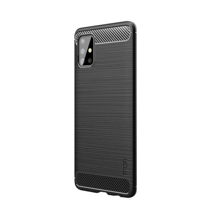 MOFI Carbon Fiber Brushed TPU Protector Cover for Samsung Galaxy A51 - Black - 2