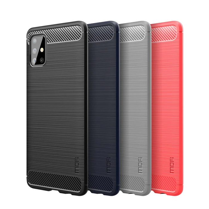 MOFI Carbon Fiber Brushed TPU Protector Cover for Samsung Galaxy A51 - Black - 3