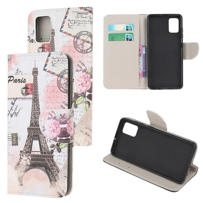 For Samsung Galaxy A51 Pattern Printing Wallet Stand PU Leather Mobile Shell Case - Eiffel Tower - 1