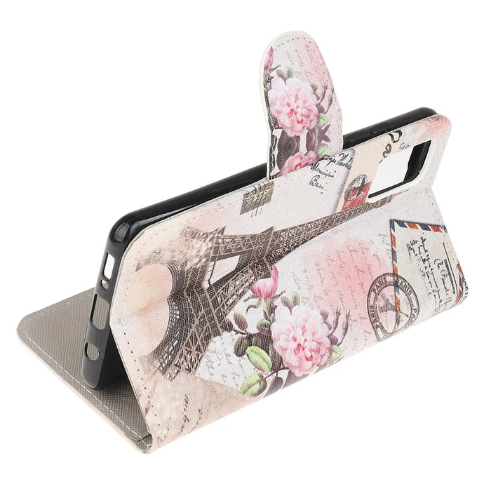 For Samsung Galaxy A51 Pattern Printing Wallet Stand PU Leather Mobile Shell Case - Eiffel Tower - 4