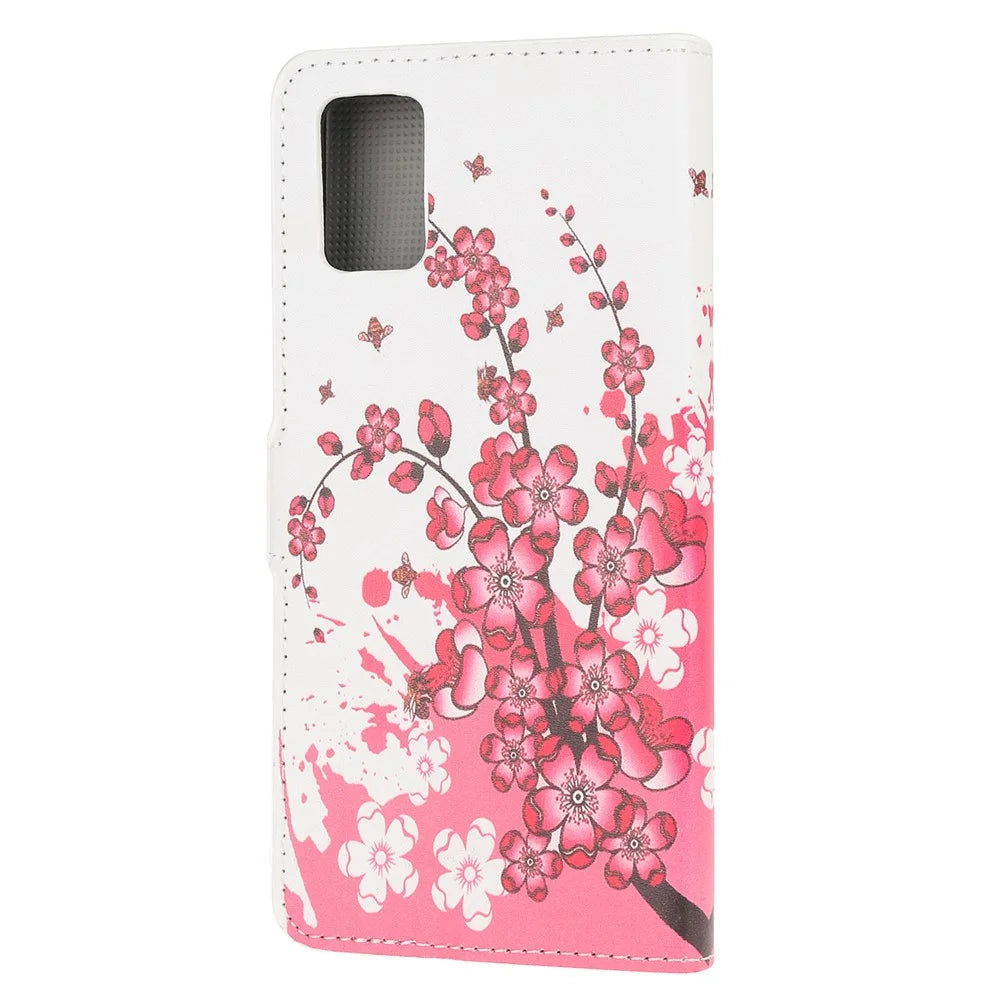 For Samsung Galaxy A51 Pattern Printing Wallet Leather Cover with Adjustable Stand - Plum Blossom - 3