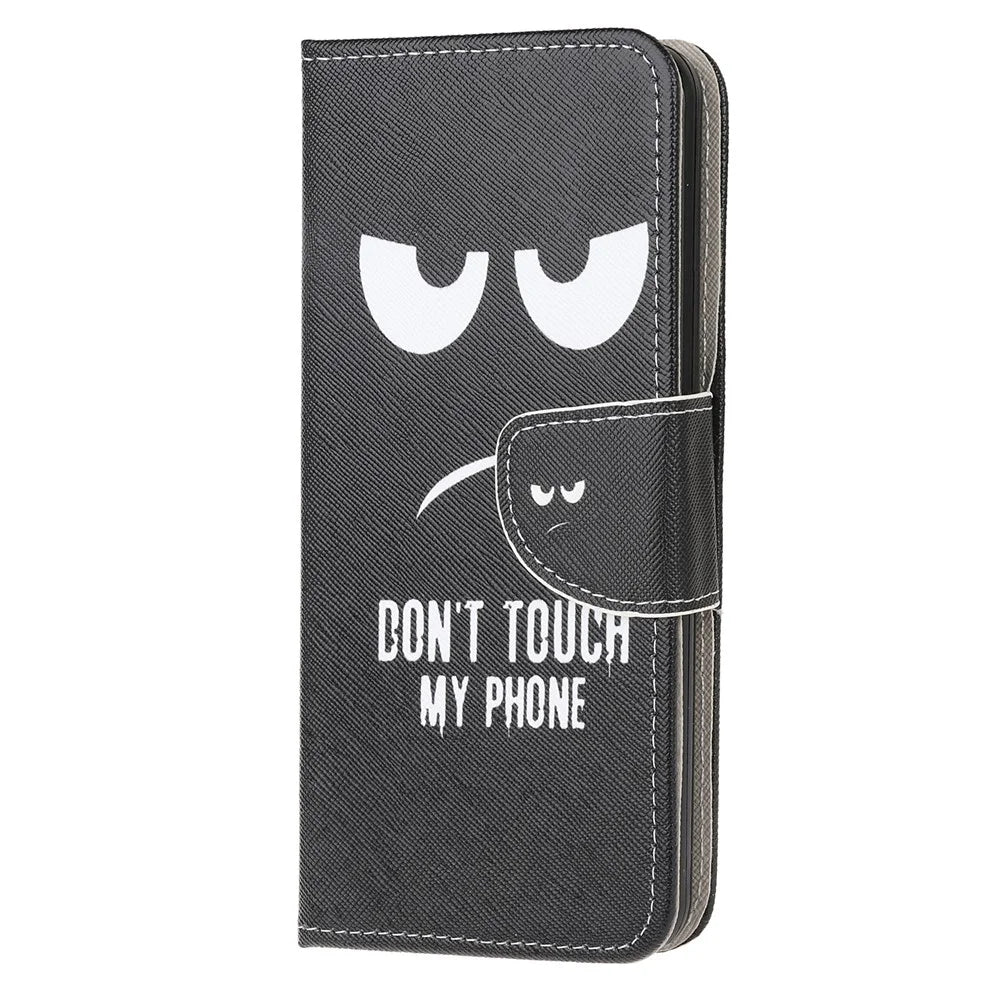 For Samsung Galaxy A71 Pattern Printing Wallet Stand Leather Mobile Shell Cover - Don't Touch My Phone - 2